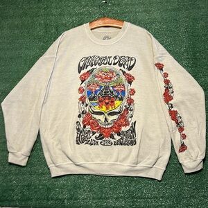 Urban Outfitters Cream Grateful Dead Graphic Crewneck with Red Rose Sleeve
